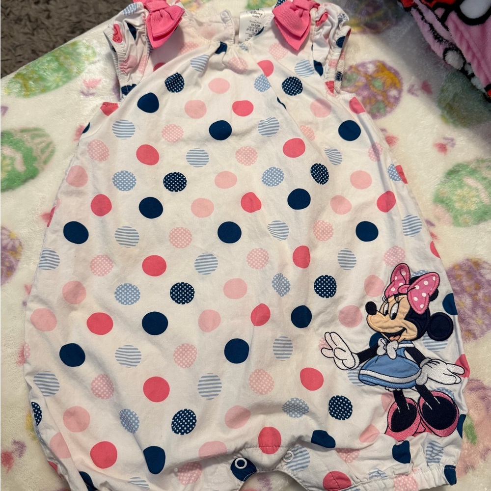 Disney Minnie Mouse Polka Dot Romper - White, Pink, Navy